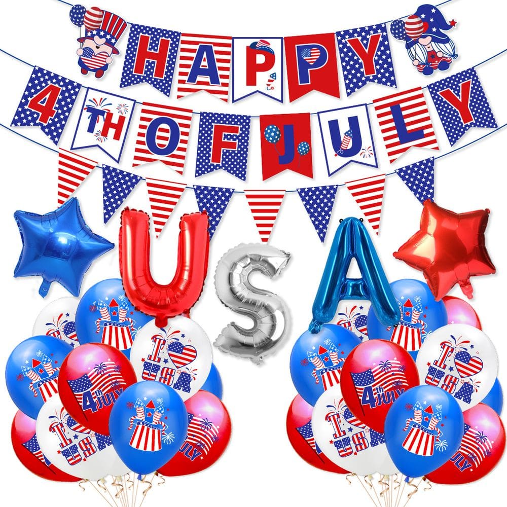 Conjunto de decoração de festa, 27 peças, Dia da Independência, 4 de julho
