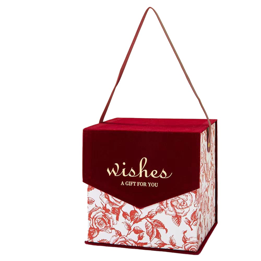 Caixa de lembrancinhas de casamento com design floral de veludo de estilo europeu