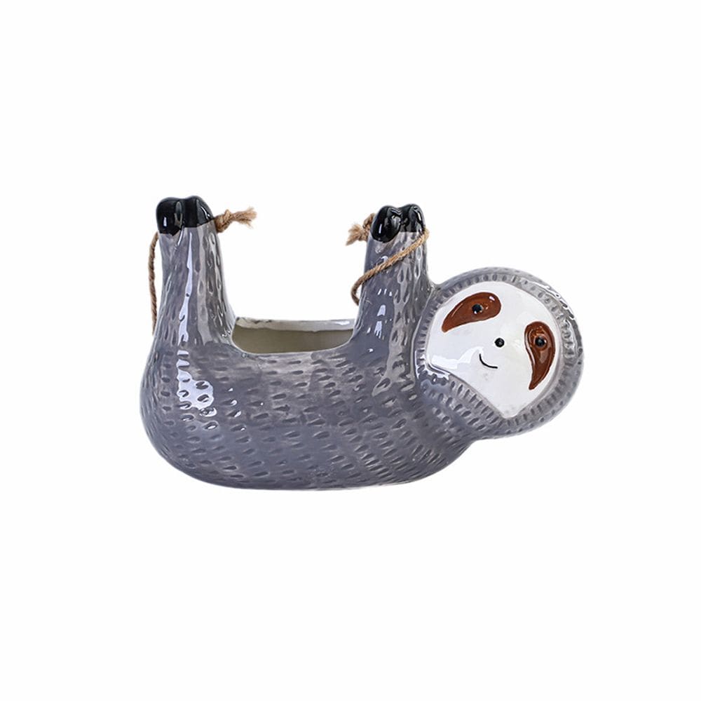 Vaso de flores Hanging Sloth Flowerpot Ceramic Animal Plant 600g