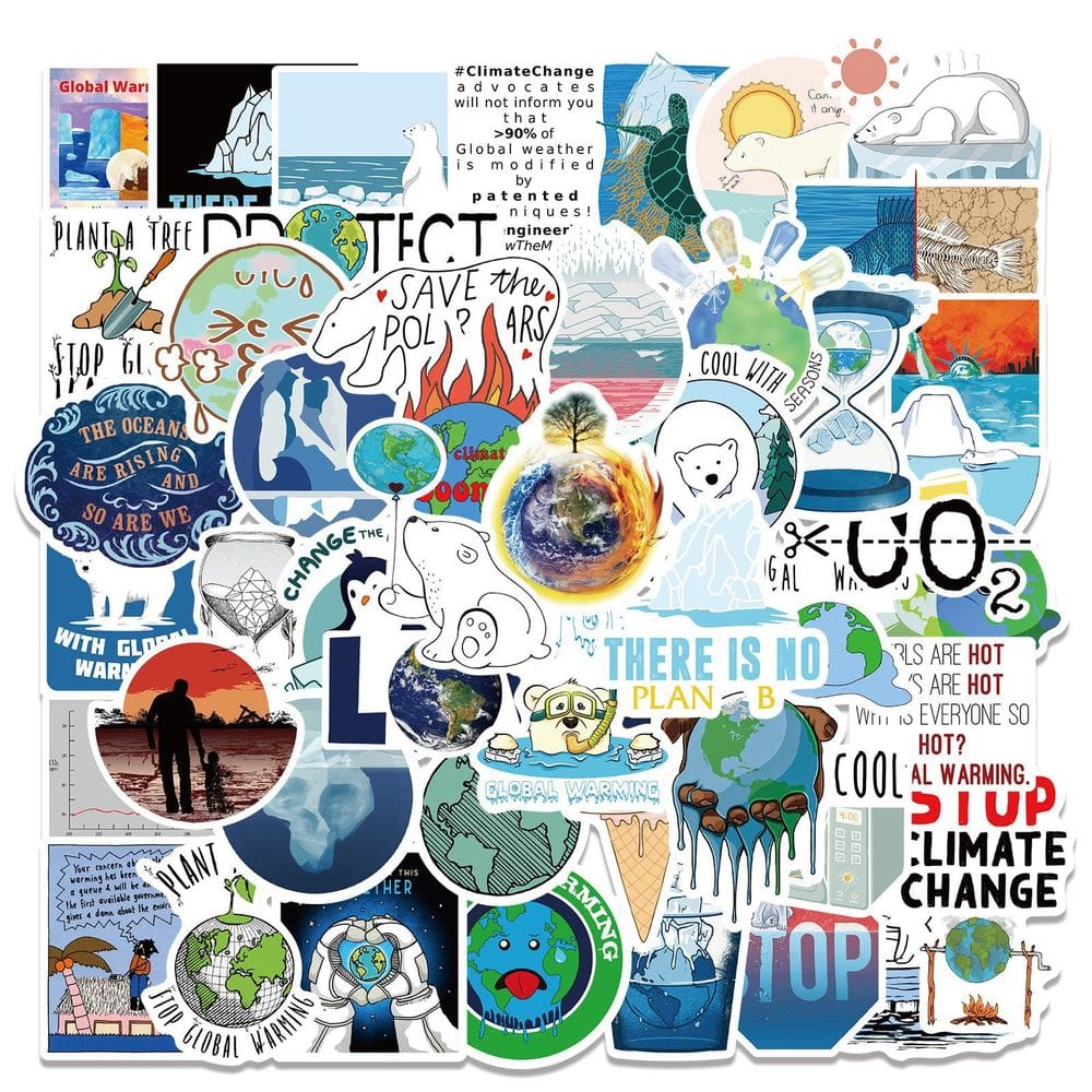 Adesivos: Mudança climática, consciência ambiental x50