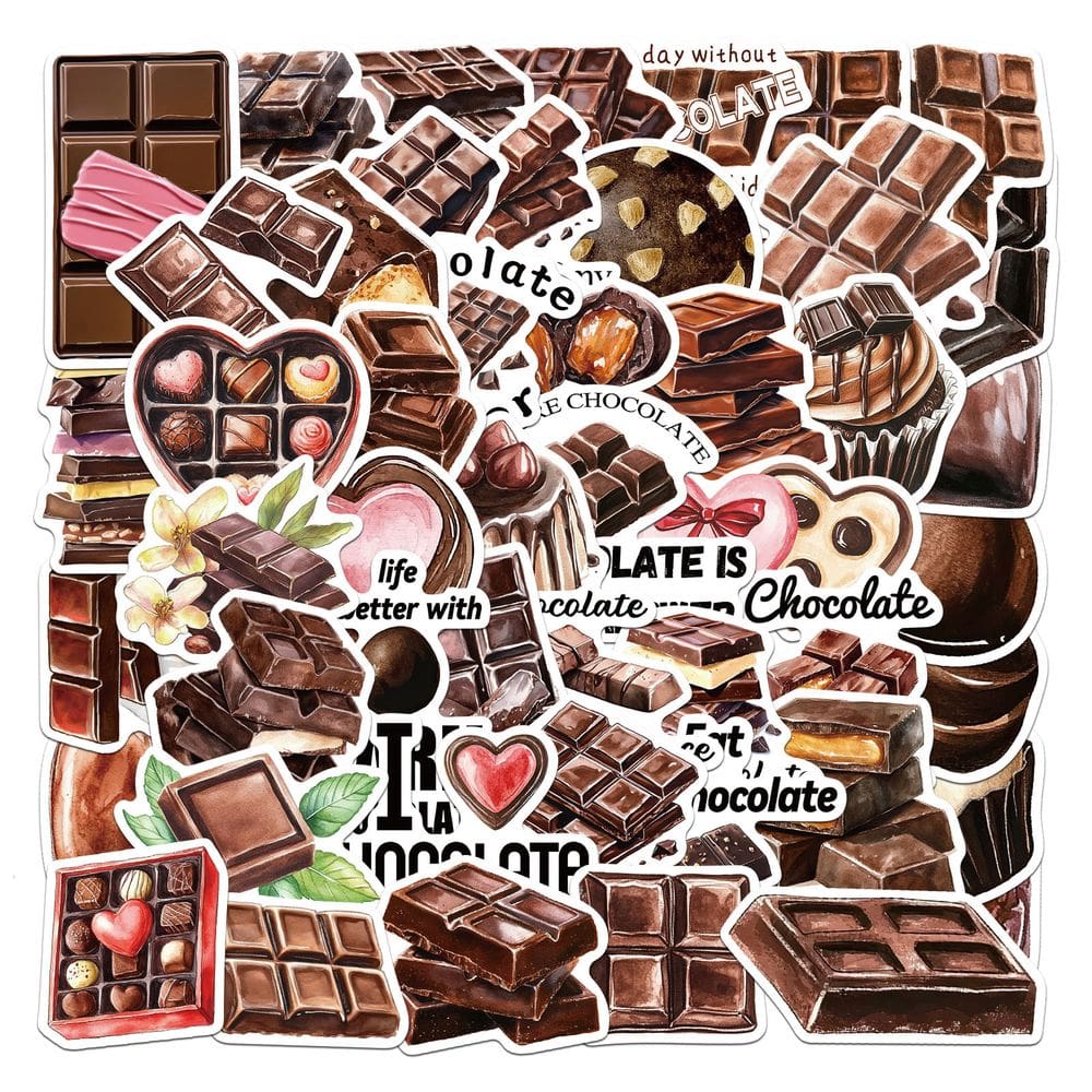 Pacote de adesivos com tema de chocolate, 50 unidades para decoração DIY