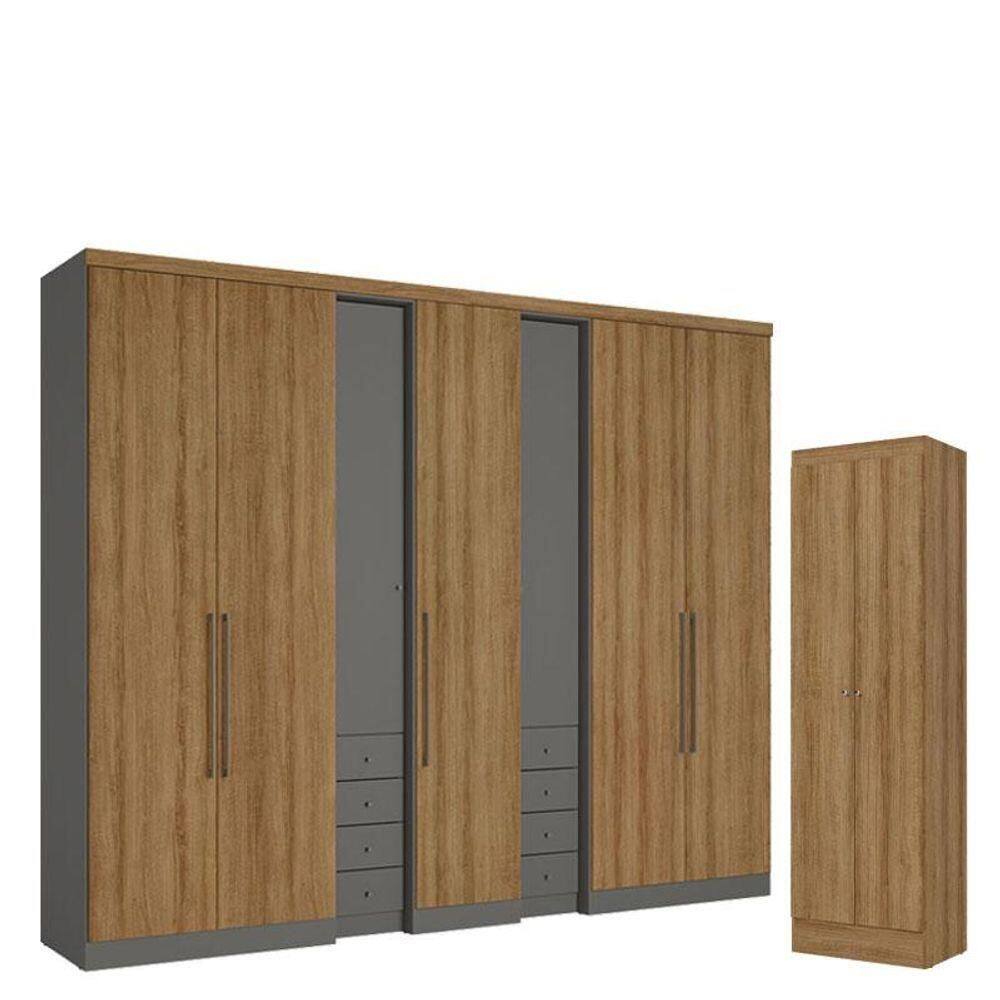 Guarda Roupa Casal Absolut Plus 7 Portas Grafite Almendra E Multiuso Space Almendra - Thb