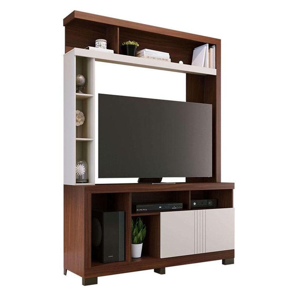 Estante Home Theater Elba Nogueira Real Off White Matte - Colibri