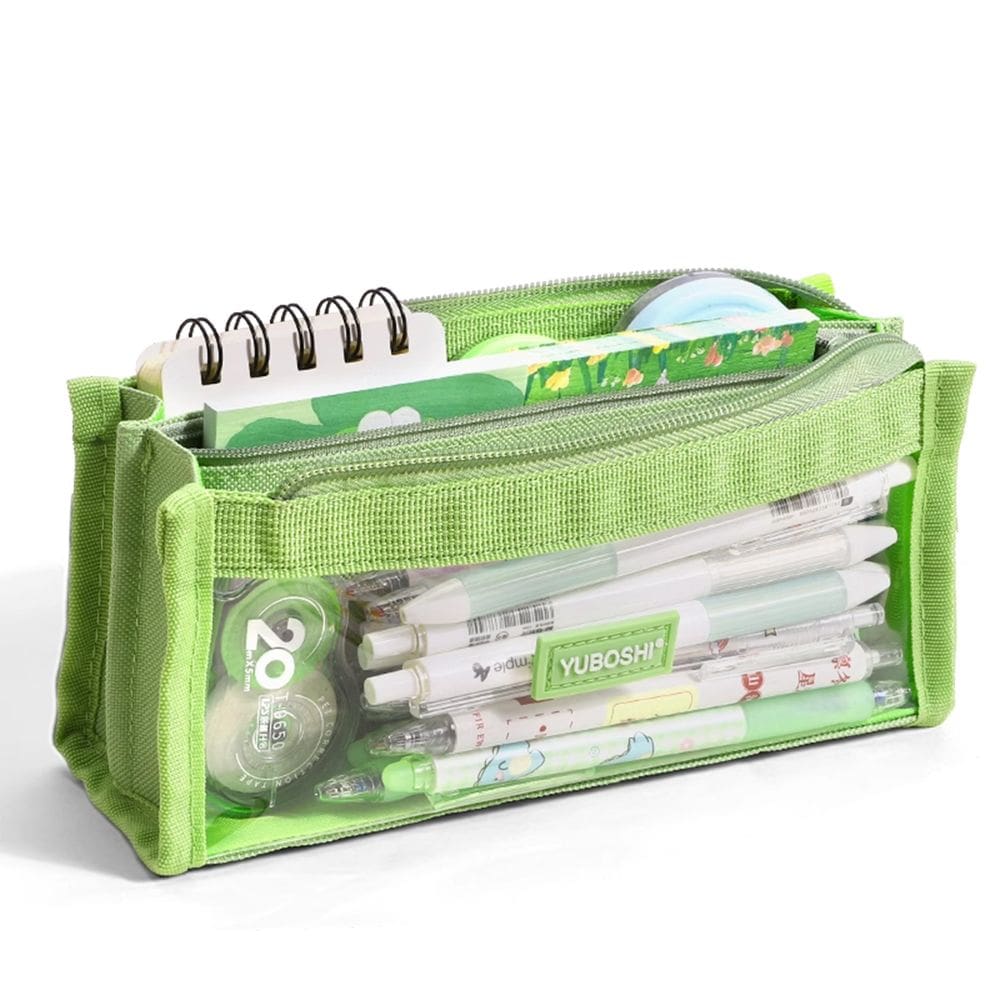 Estojo de lápis de abacate transparente de 6 camadas de grande capacidade