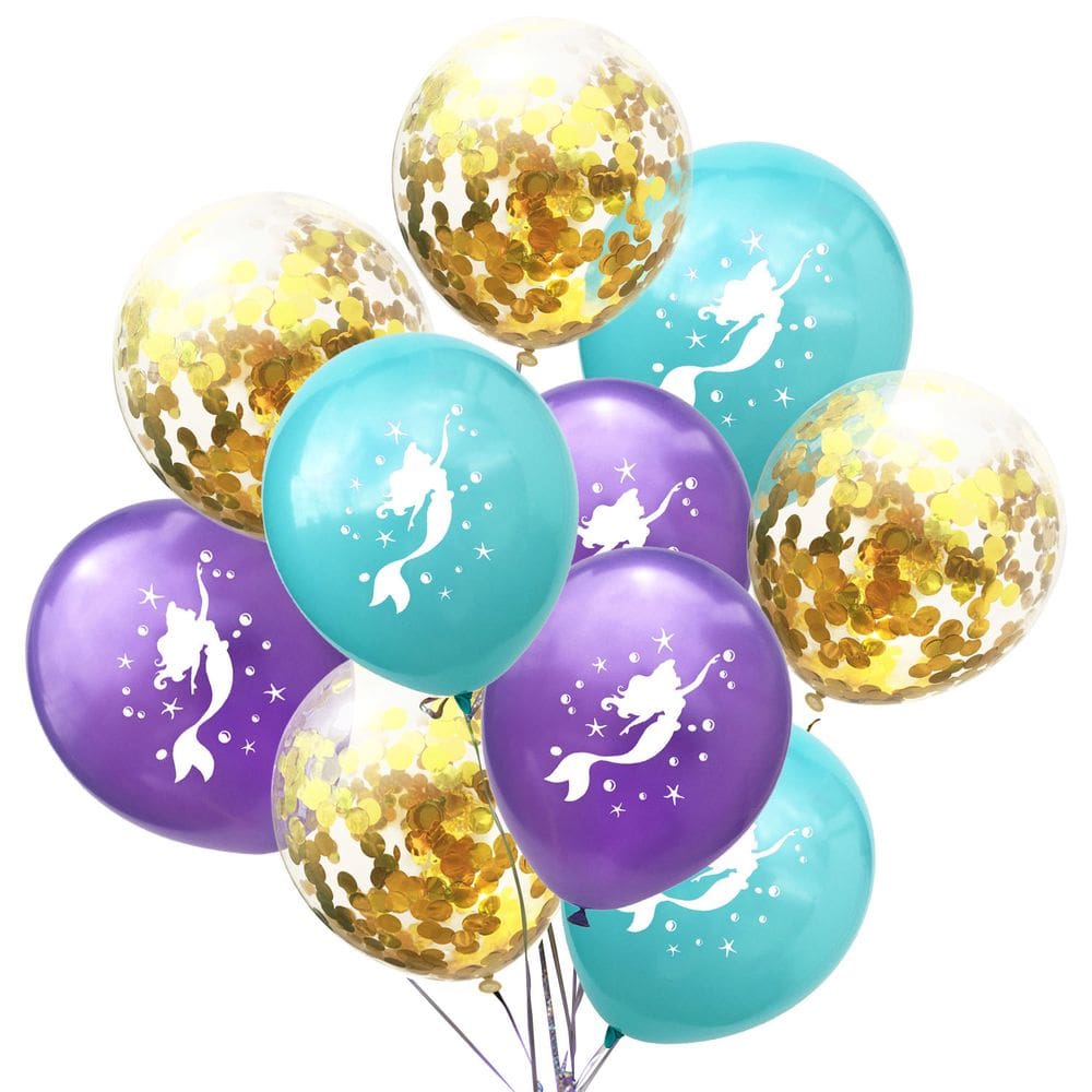 Balões, tema de sereia, látex, 12 polegadas, 10 unidades, roxo Tiffany