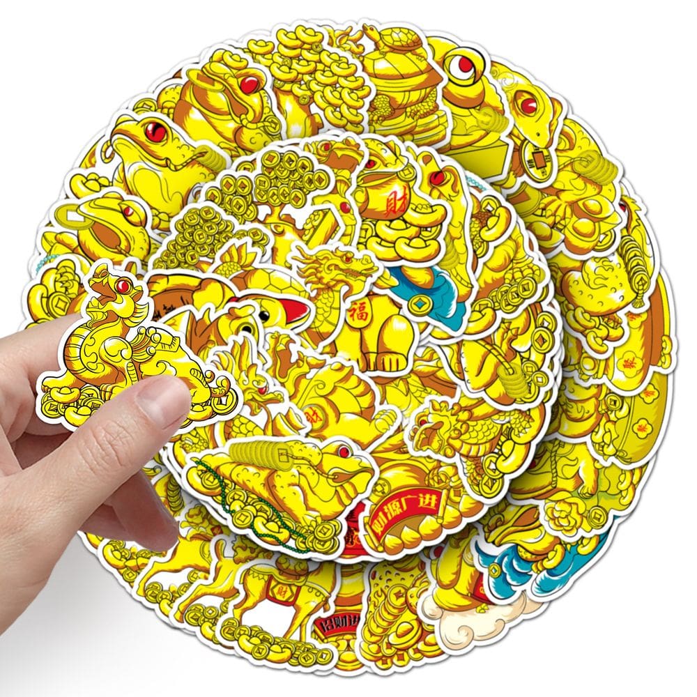 Pacote de adesivos Chinese Fortune 50 unidades de vinil impermeável