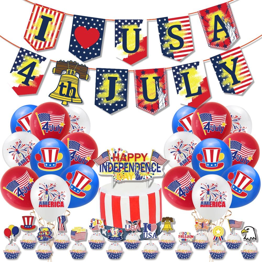Conjunto de decoração de festa de 4 de julho, 35 unidades: vermelho, branco, azul