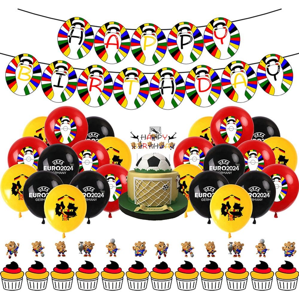 Conjunto de decoração de festa UEFA Euro 2024, tema alemão, 18 unidades