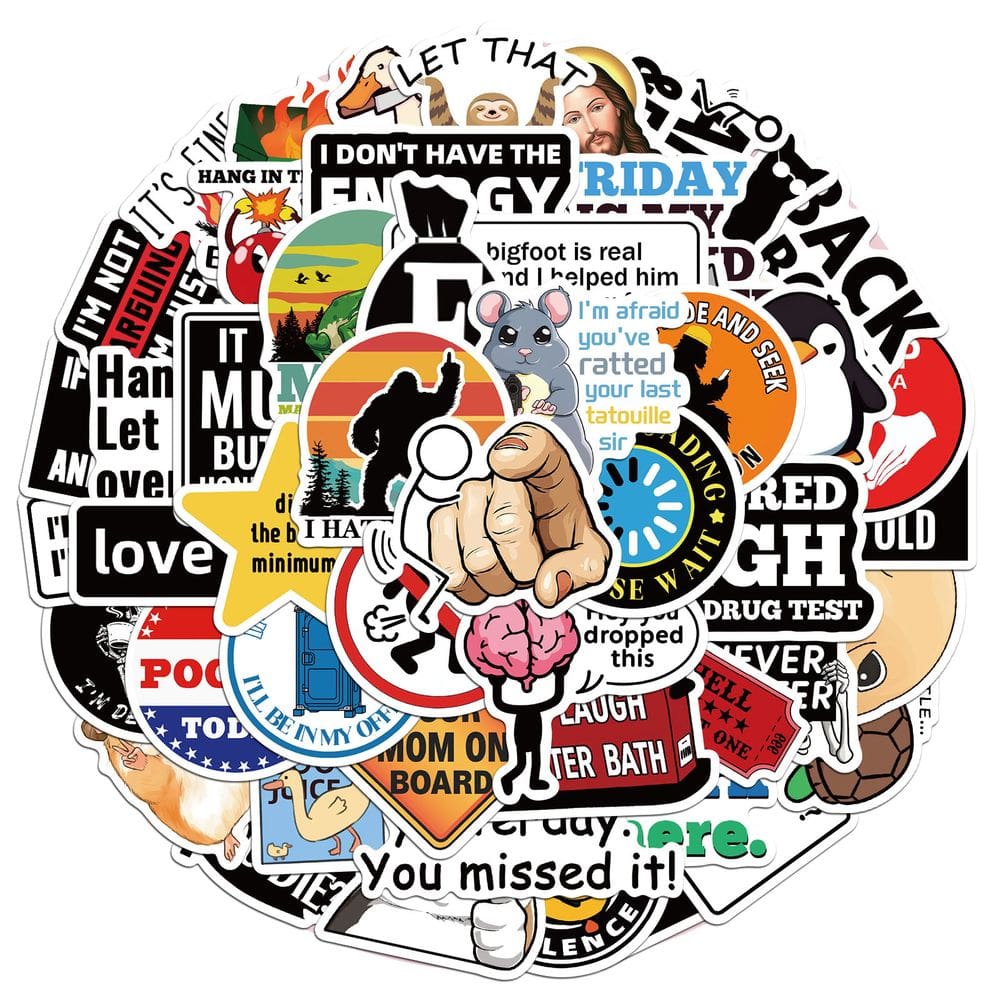 Pacote de adesivos moderno em roxo e preto, 50 unidades à prova d`água