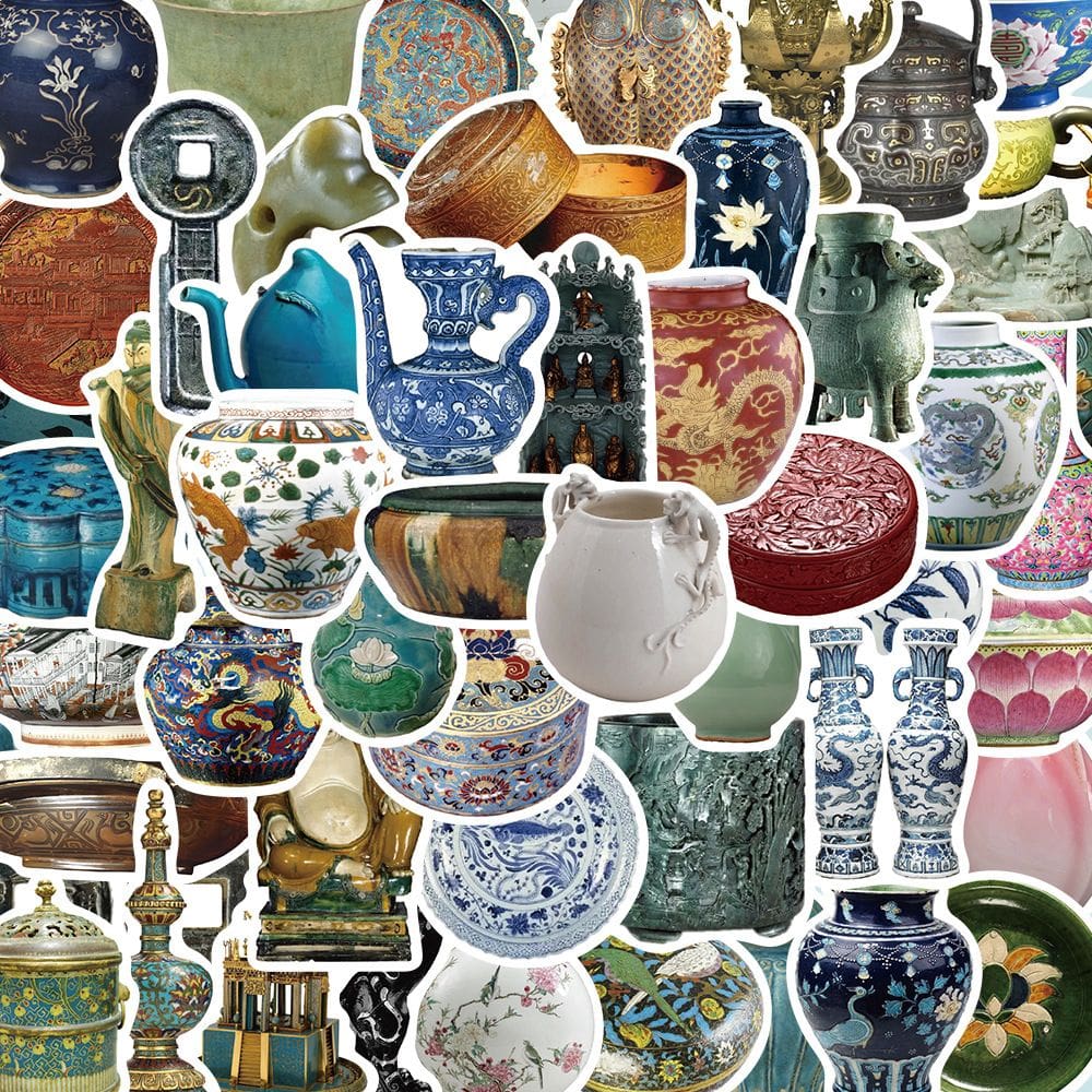 Adesivos, artefato vintage, 55 peças, relíquias culturais chinesas