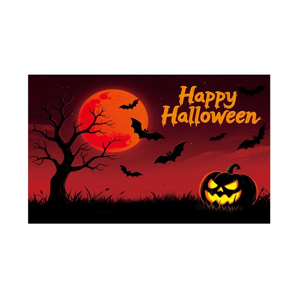 Bandeira Happy Halloween 90x150cm de poliéster com estampa de abóbora