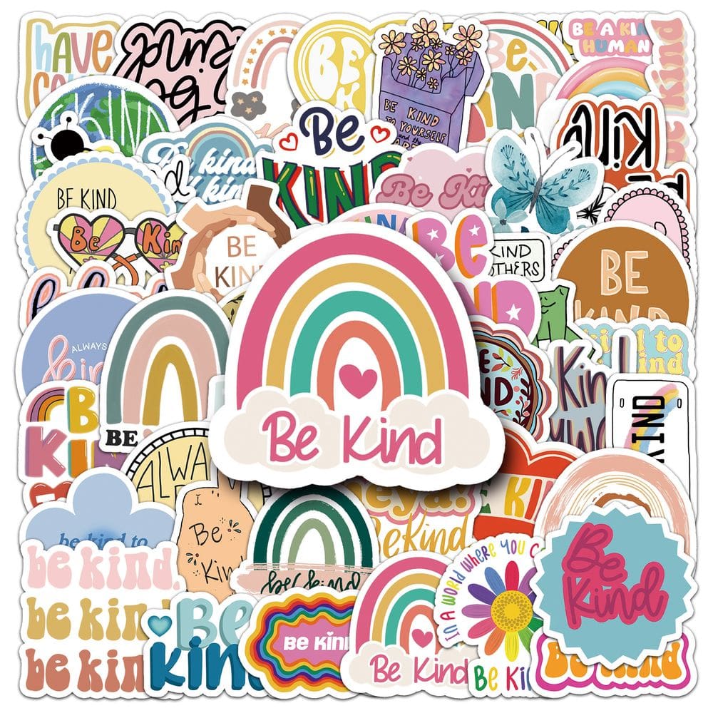 Adesivos Be Kind, 50 peças de citações positivas inspiradoras
