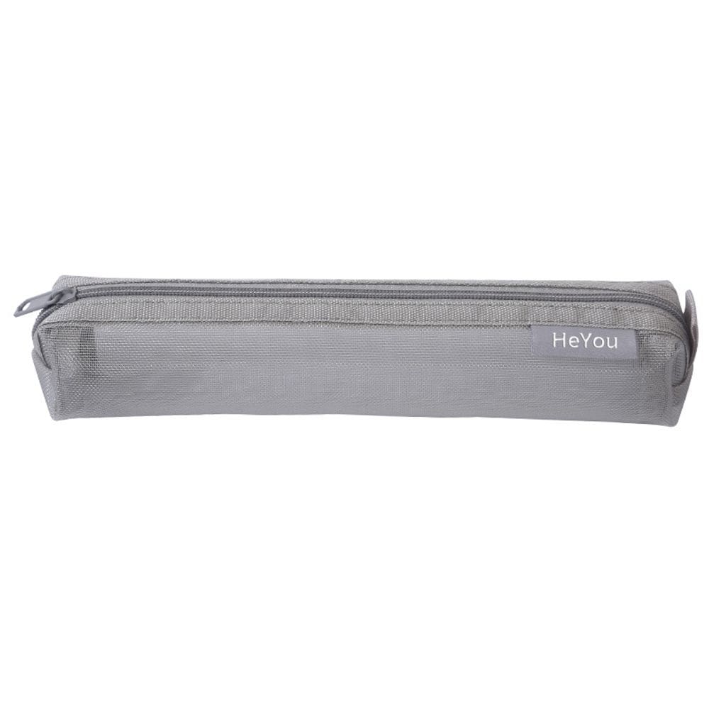 Estojo de lápis de malha transparente de nylon compacto 22 cm x 4 cm