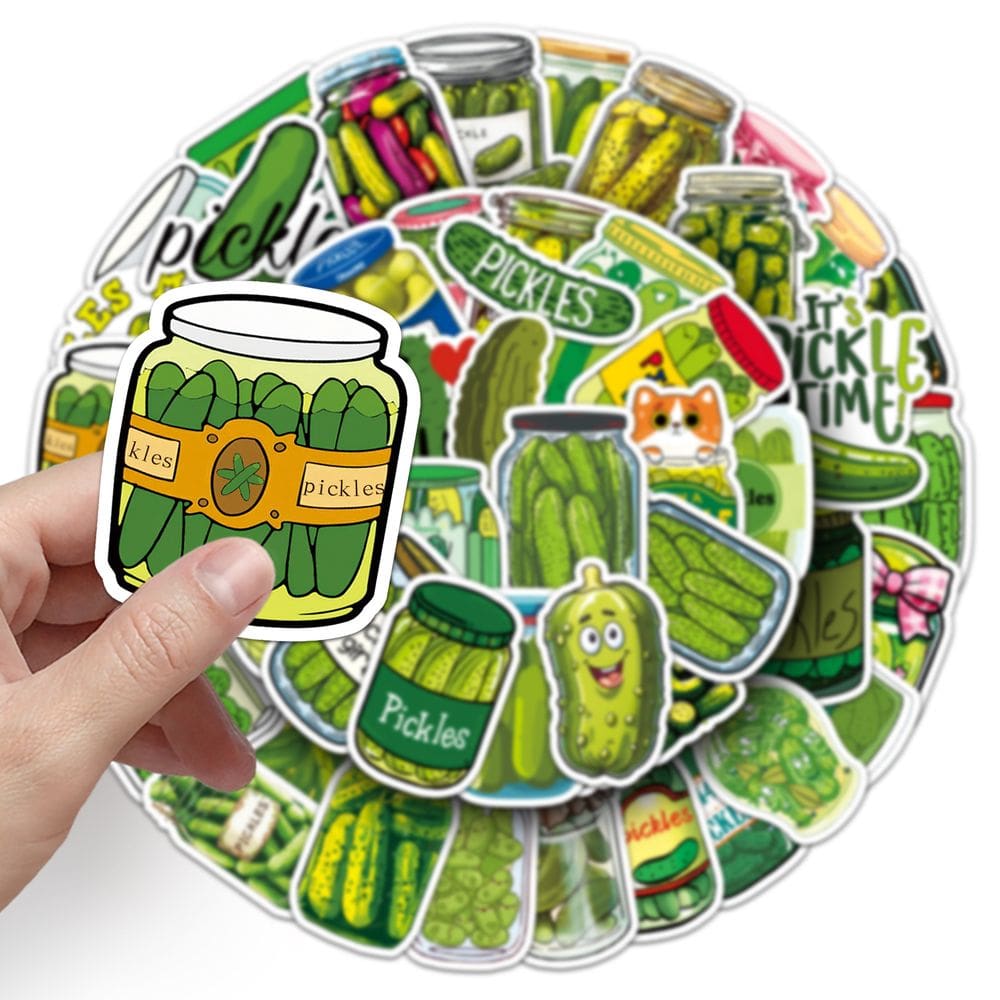 Pacote de adesivos: 50 peças de desenho animado em conserva, comida engraçada, à prova d`água