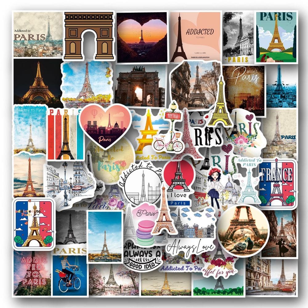 Pacote de adesivos: Paris Theme Eiffel Tower & France Travel x50
