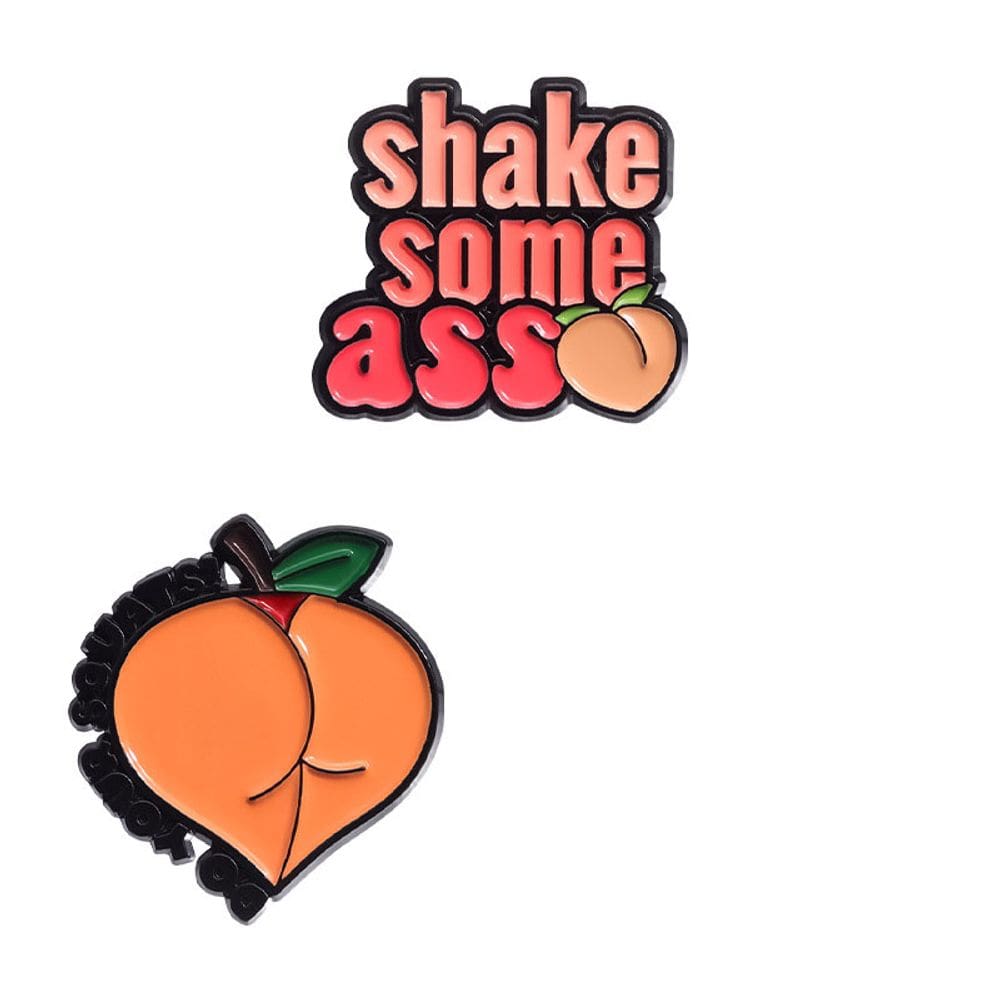 Conjunto de broches, blusa engraçada de esmalte de frutas de desenho animado em pêssego