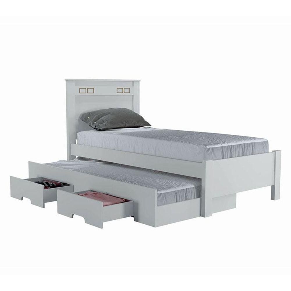 Cama Solteiro Com Auxiliar Star New Branco - Leifer Móveis
