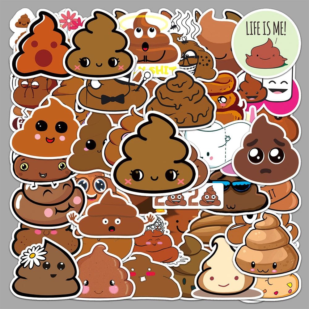Pacote de adesivos Funny Poop Cartoon Graffiti Emoji x50