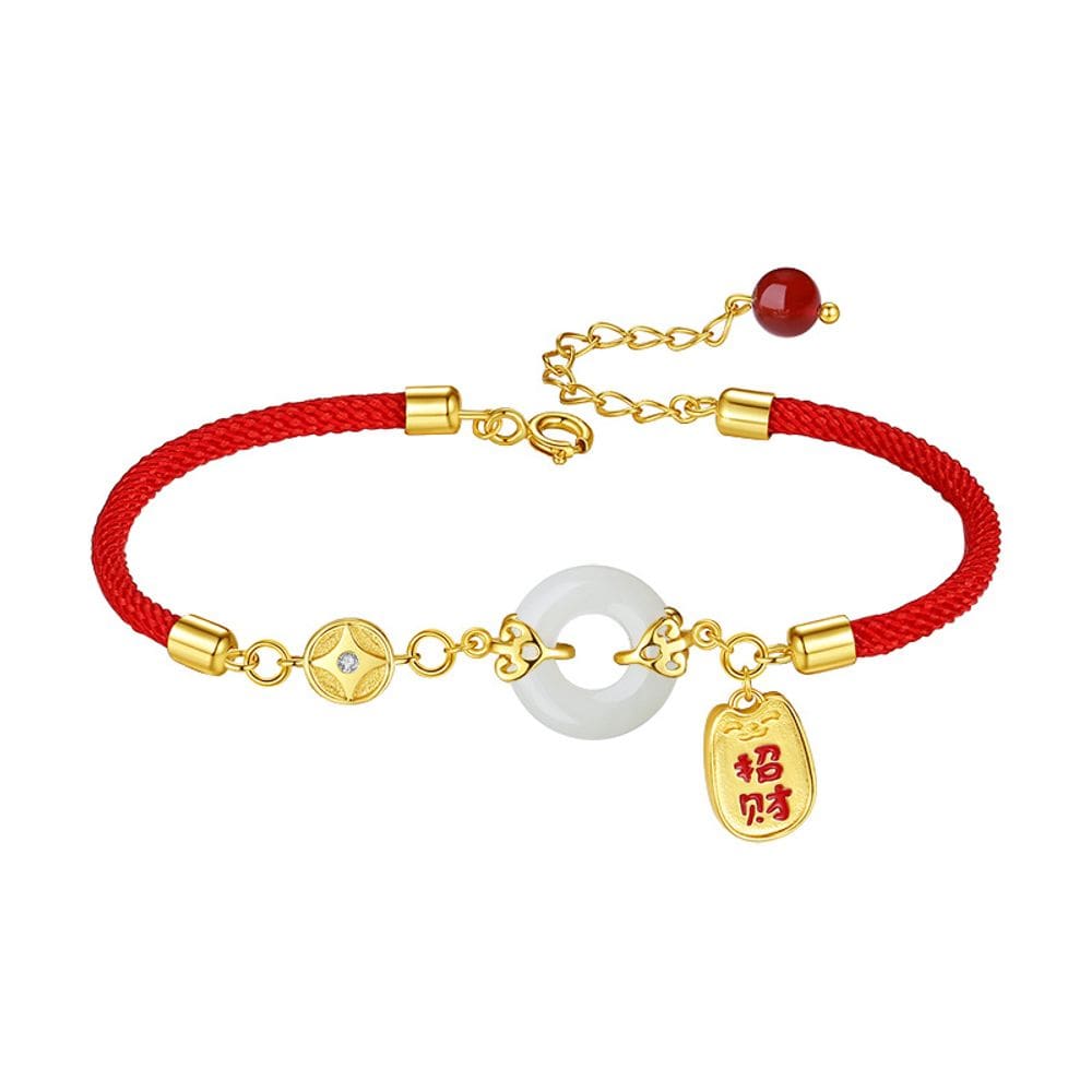Pulseira de prata 925 em estilo chinês com nefrite para mulheres