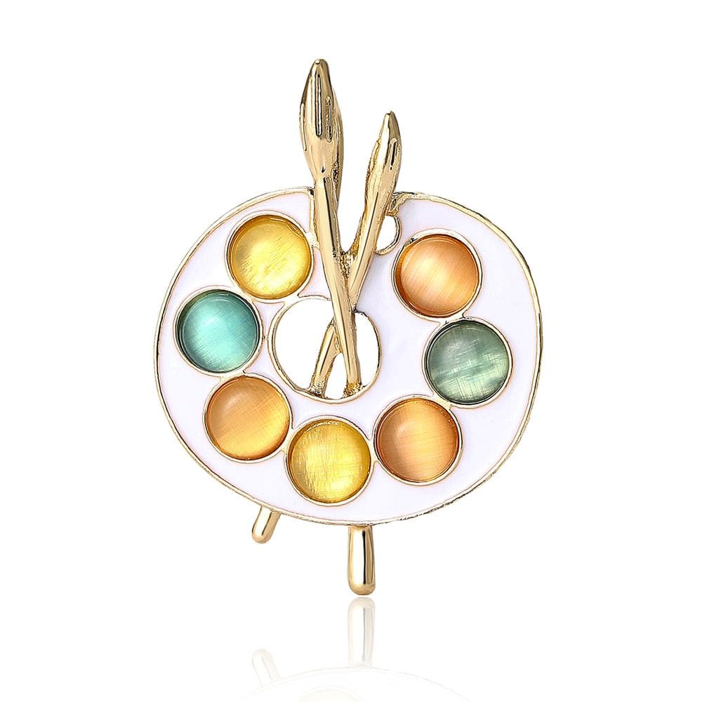 Paleta de artista vintage Brooch Pin com cores de tinta esmaltada