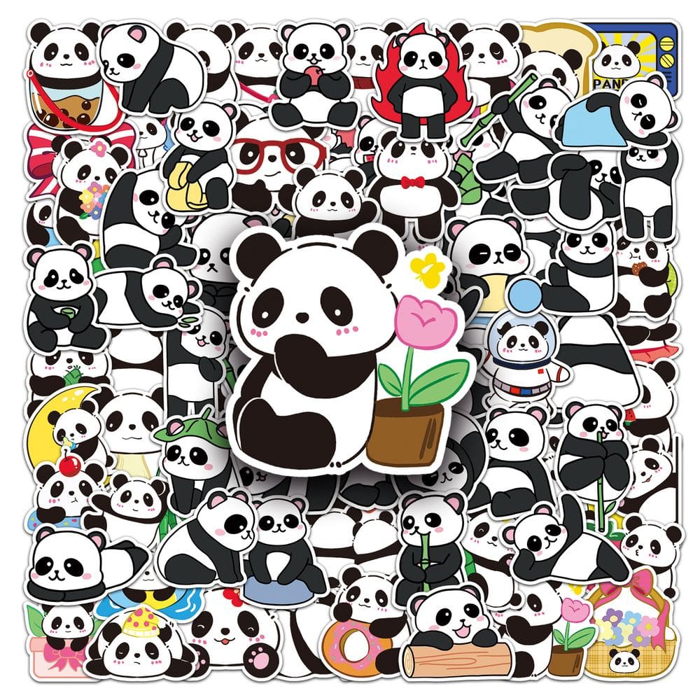 Pacote de adesivos Panda Animal, 100 unidades de vinil impermeável para crianças