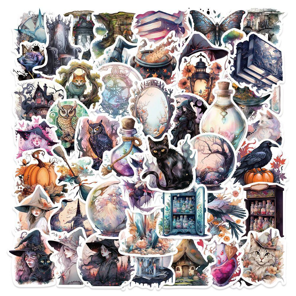 Pacote de adesivos Realistic Witch Gothic Magic Vinyl Dec, 50 unidades