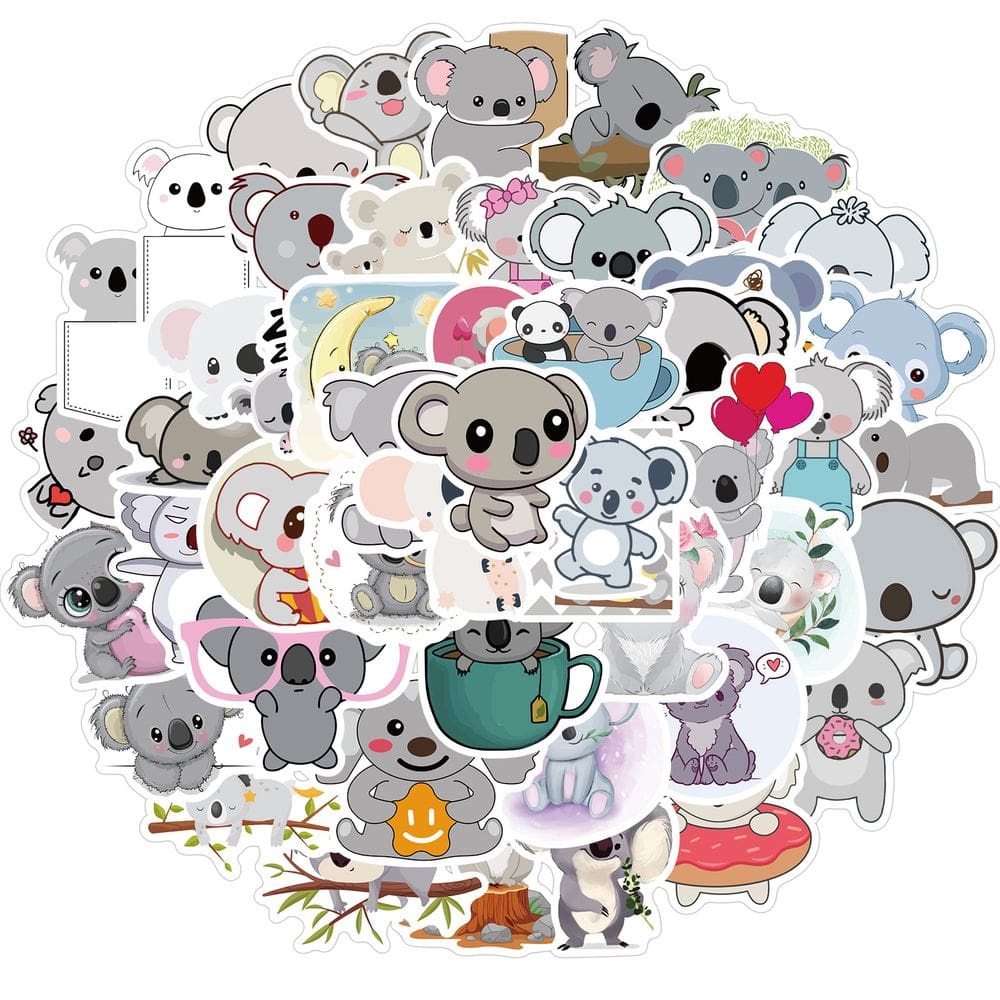 Pacote de adesivos Cute Koala Waterproof Vinyl Decalks x50