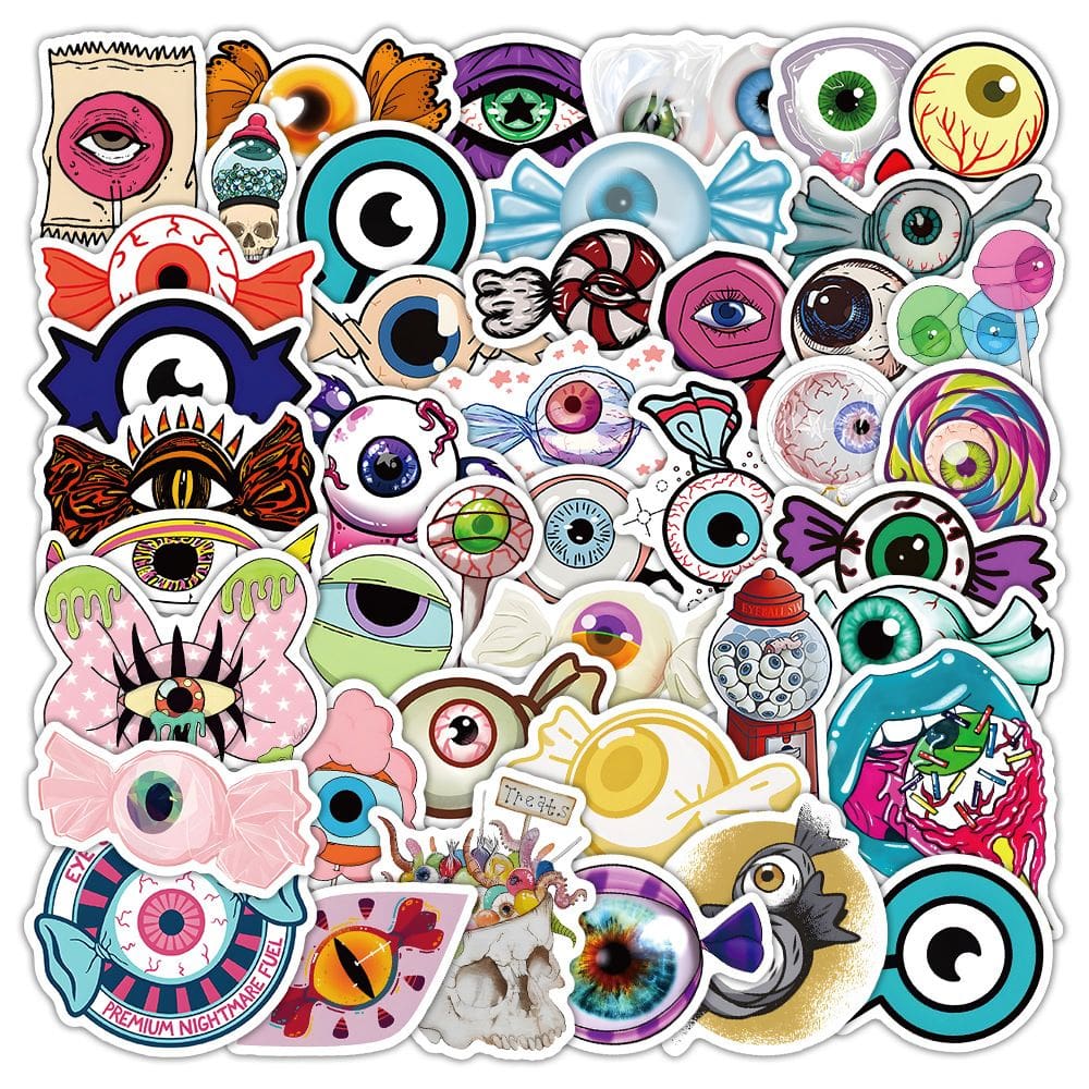 Conjunto de adesivos Creepy Eye Cartoon Eye Candy à prova d`água 54 unidades
