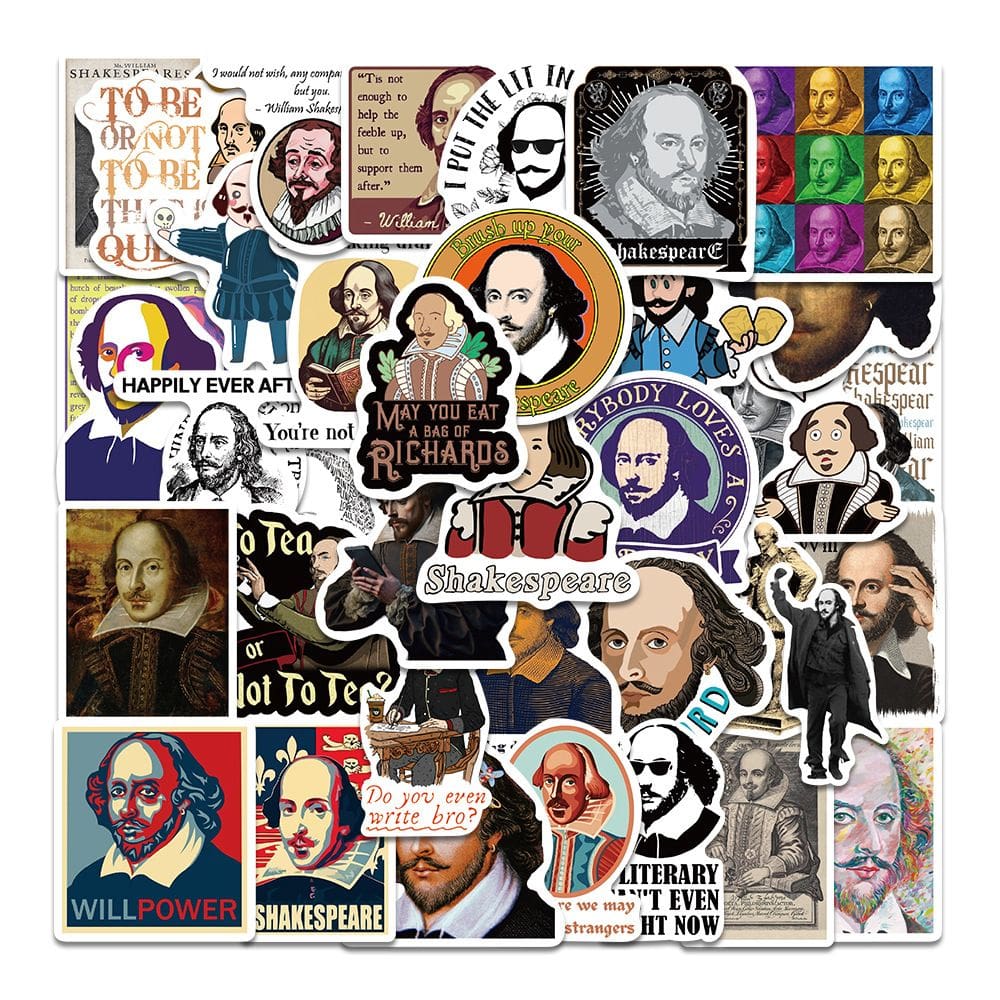 Pacote de adesivos com citações literárias de Shakespeare, 50 unidades