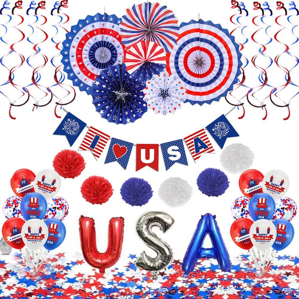 Conjunto de decoração de festa, Dia da Independência, 45 unidades, 4 de julho, EUA