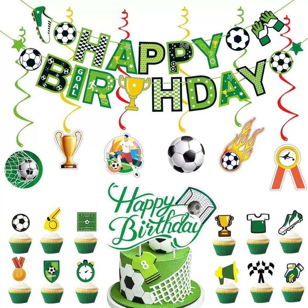 Kit de decoração de festa com tema de futebol, aniversário, 20 unidades