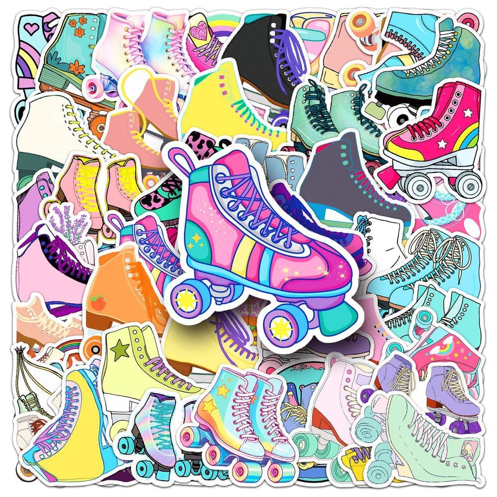 Pacote de adesivos Roller Skate, 50 peças de vinil impermeável de desenho animado