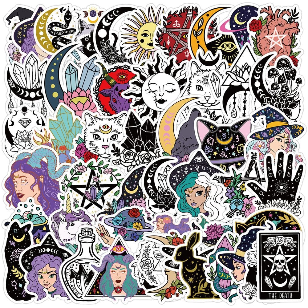 Adesivos Nordic Mystic Witchcraft 50 unidades de vinil impermeável