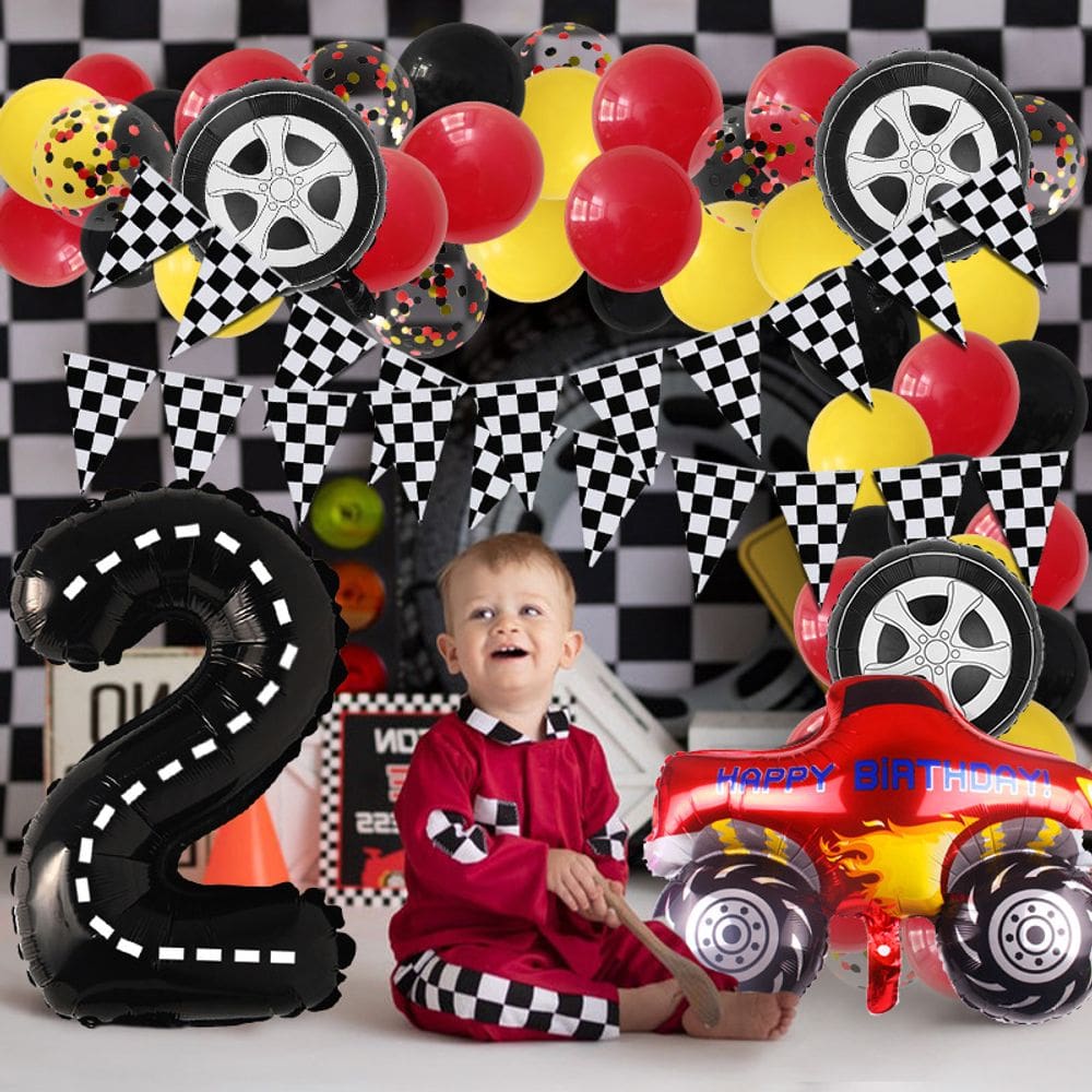 Kit de balão Race Car Theme 88 unidades com 32 balões número 2