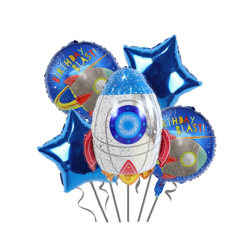 Conjunto de balões com tema espacial, 5 peças de papel alumínio para astronauta e foguete