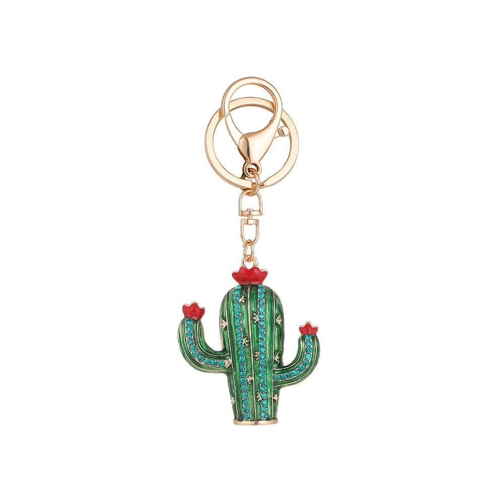 Chaveiro Fashion Cactus feito à mão com strass