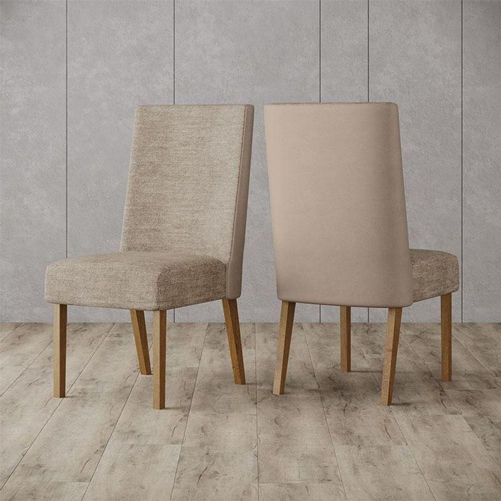 Cadeira Para Mesa De Jantar Anne Ambiente Kit 02 Peças Nature Corano Bege Creme - Henn