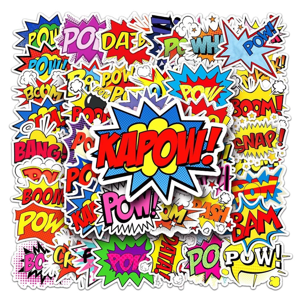 Adesivos Comic Word Explosion, 50 unidades coloridas para laptop, etc
