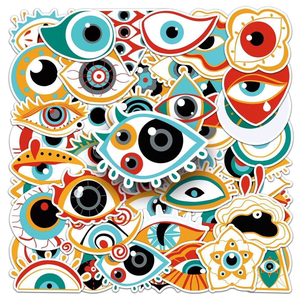 Adesivos e decalques de Halloween Doodle Creepy Eye, 50 unidades à prova d`água
