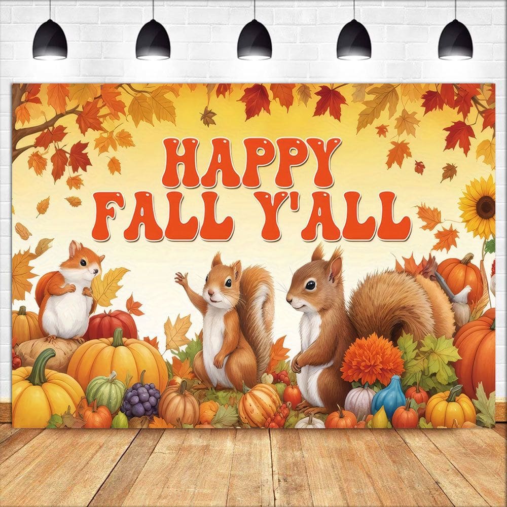 Tapeçaria para pendurar na parede Happy Fall Y`all Cute Squirrels 150x100cm
