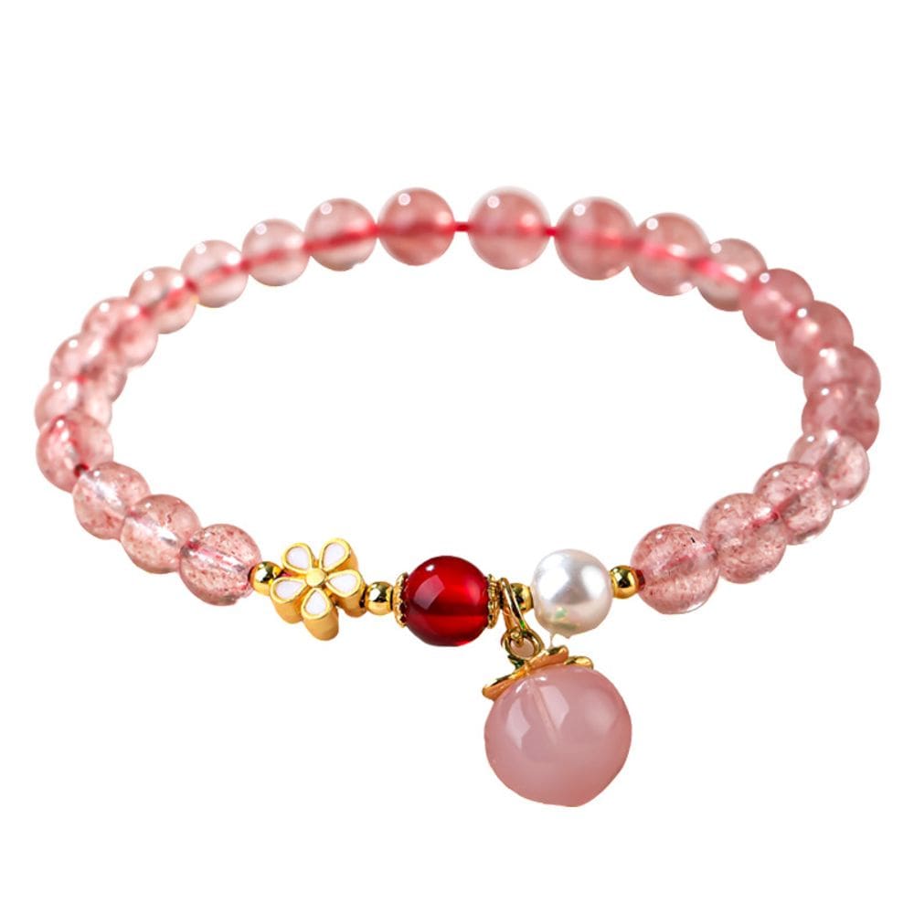 Pulseira Crystal Strawberry para mulheres com miçangas rosa