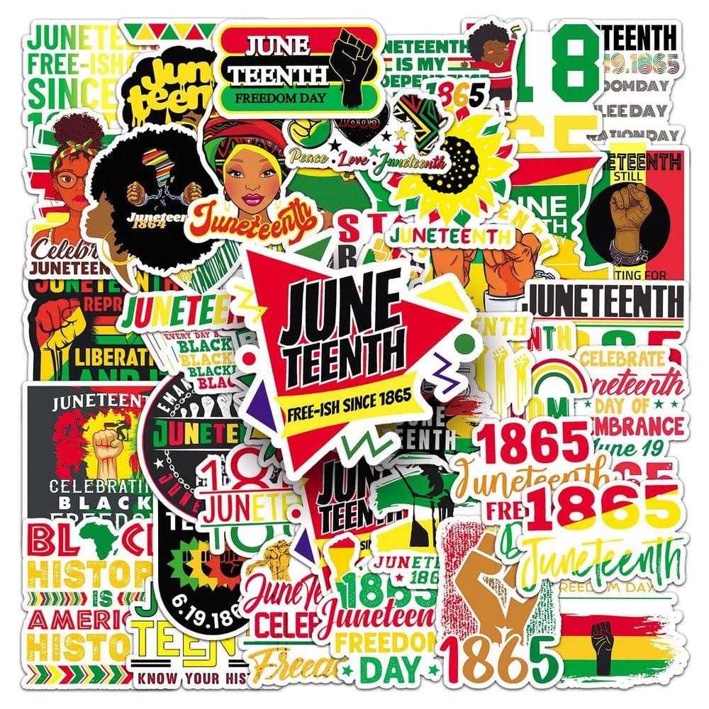 Adesivos para comemoração do Dia da Liberdade de Juneteenth x50 à prova d`água