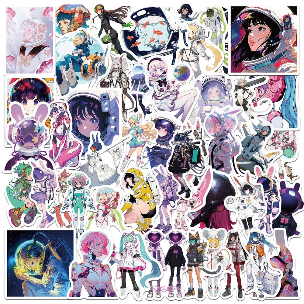 Pacote de adesivos Cute Anime Astronaut Girl Space, 50 unidades