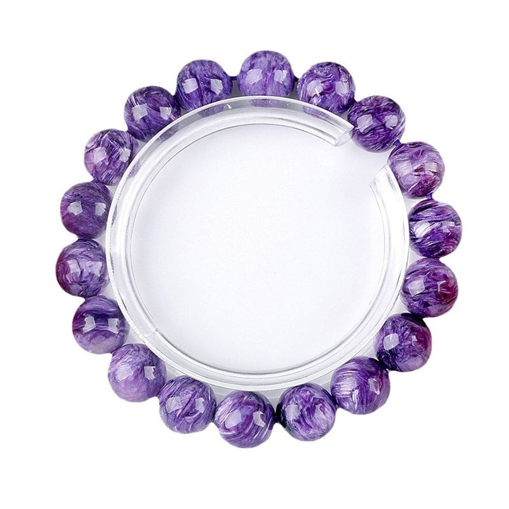 Pulseira Natural Charoite Beads 12mm para mulheres