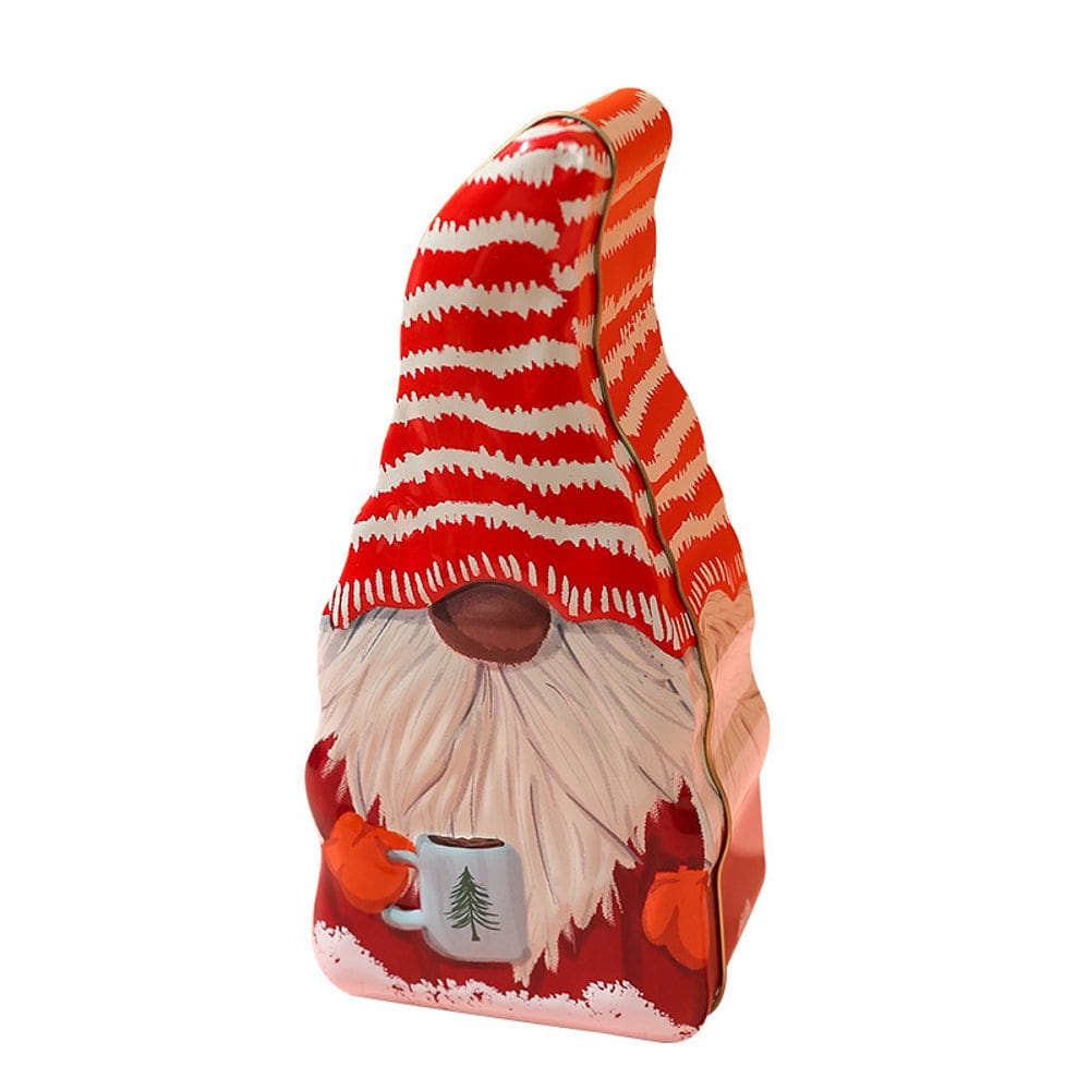 Caixa de lata de Natal em forma de Papai Noel com listra vermelha 200g