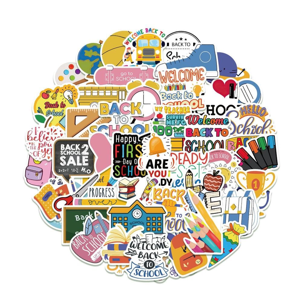 Pacote de adesivos Back to School, 50 unidades de decalques de vinil impermeáveis