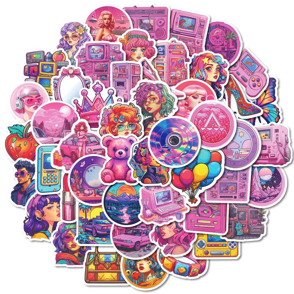 Pacote de adesivos em estilo coreano, 50 peças de estética impermeável em vinil