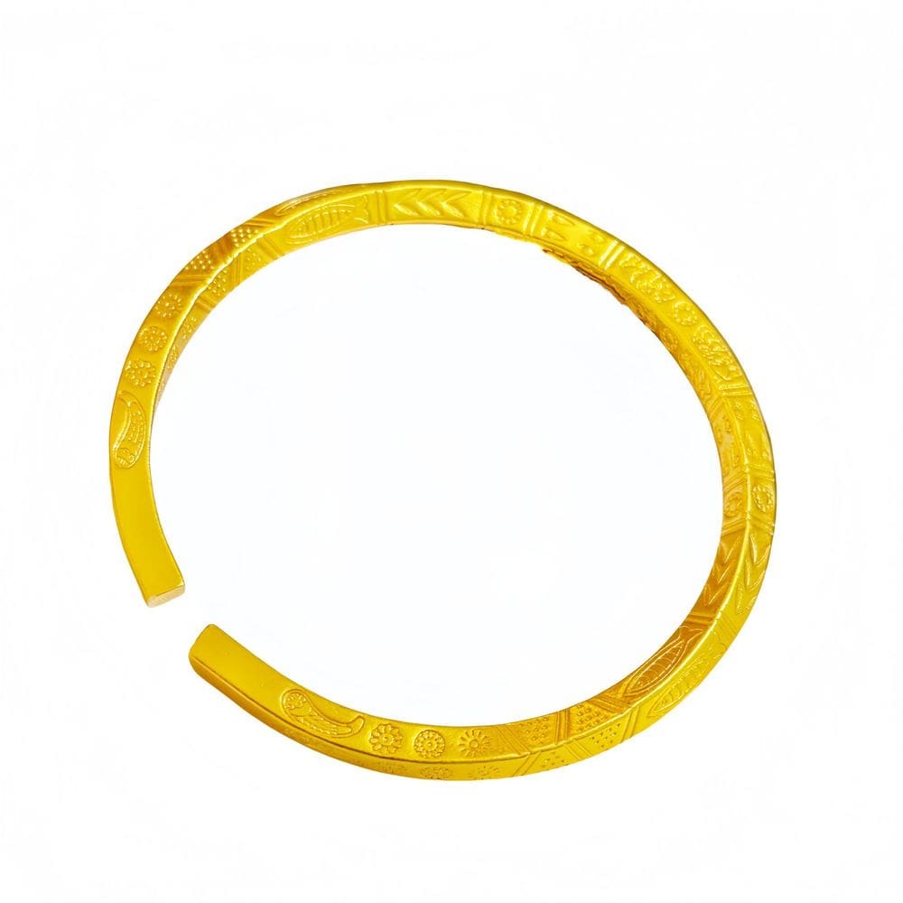 Pulseira Gold Placer Open Cuff 24g para mulheres com borda quadrada