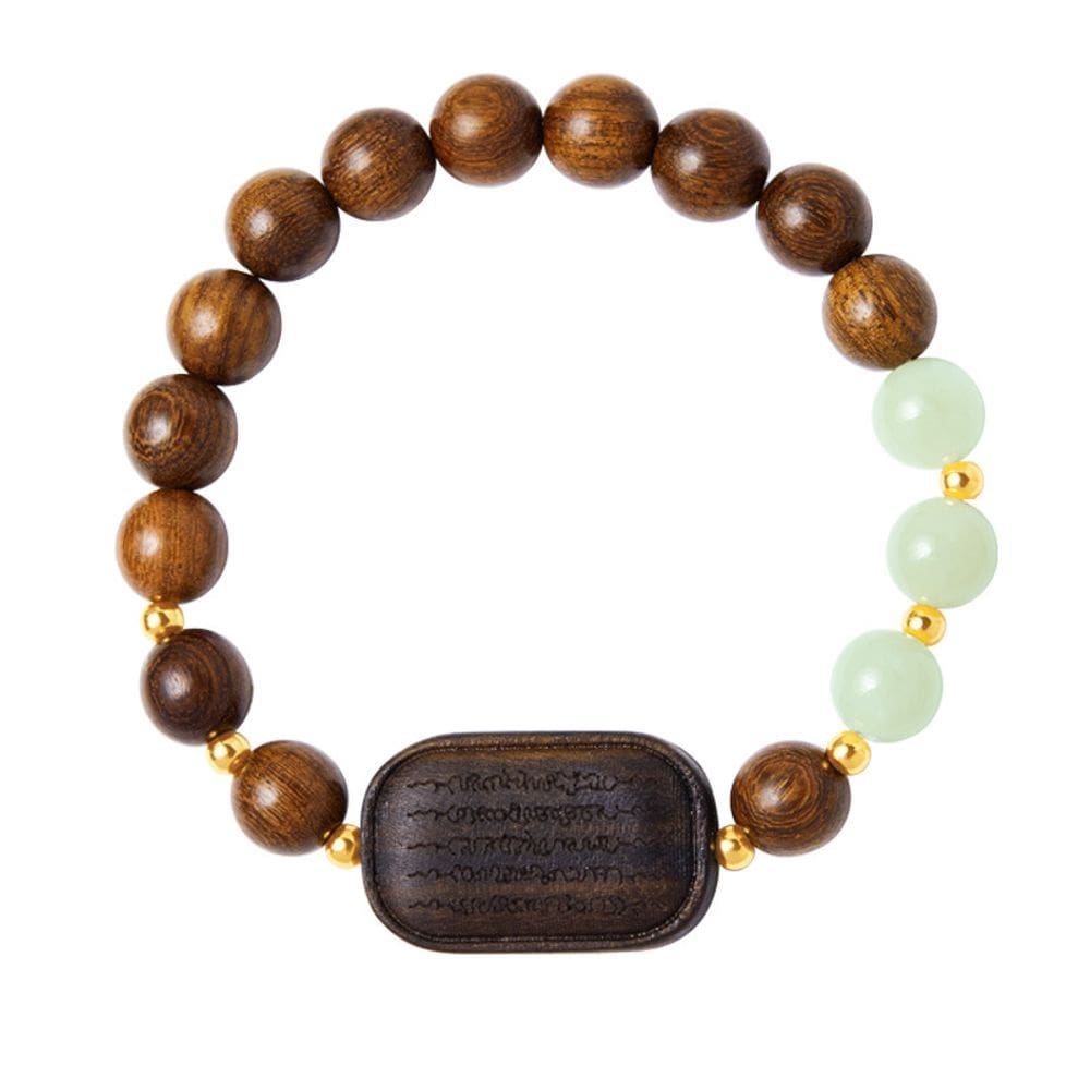 Pulseira Agarwood com contas de jade hetiano e sândalo dourado