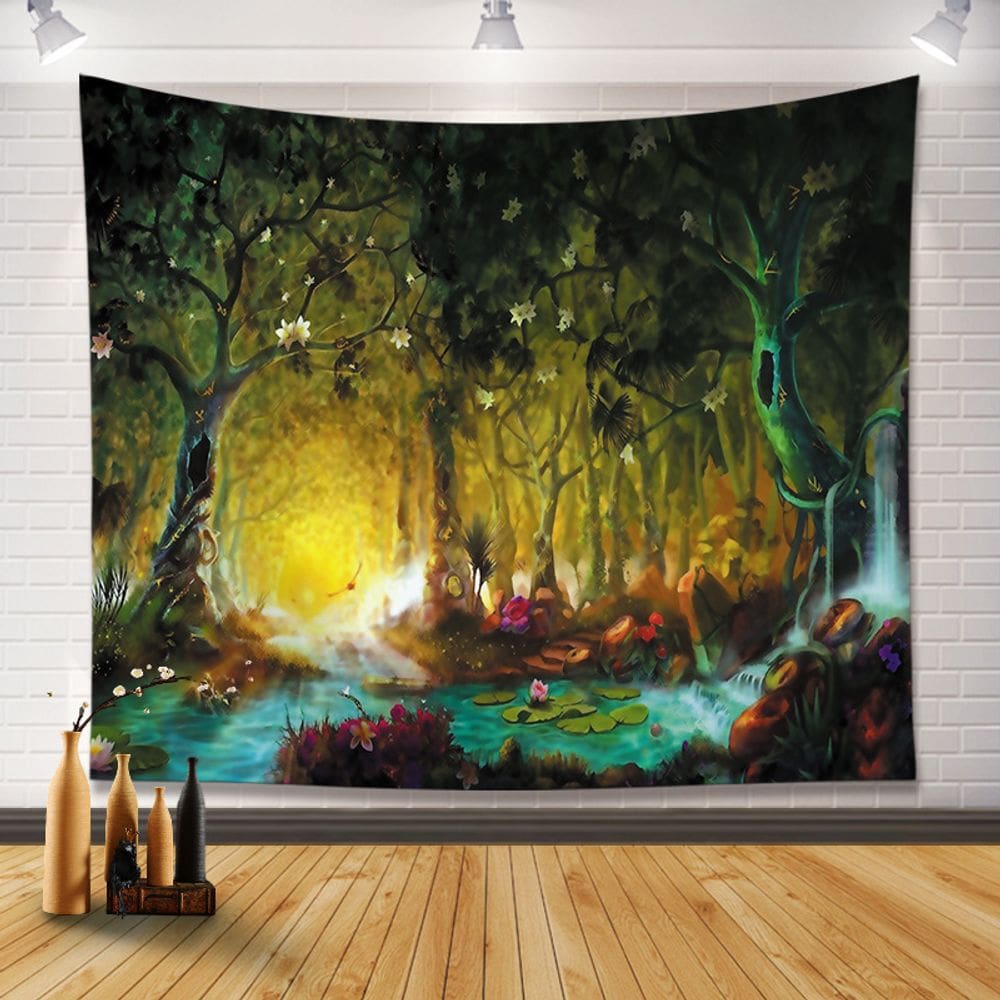 Tapeçaria para pendurar na parede Enchanted Forest 130x150cm Flanela